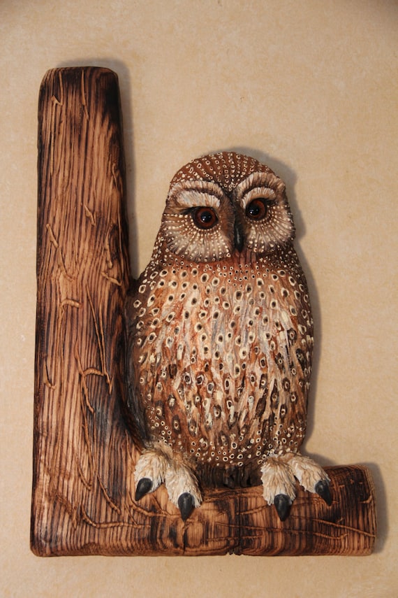 Wood Carving - Bird Carving -  Owl -  Wall Art
