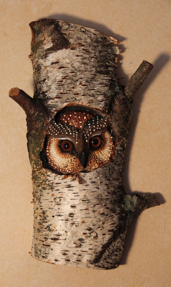 Wood Bird Carving -  Owl Art - OOAK -  Hand Carved and Sculpted