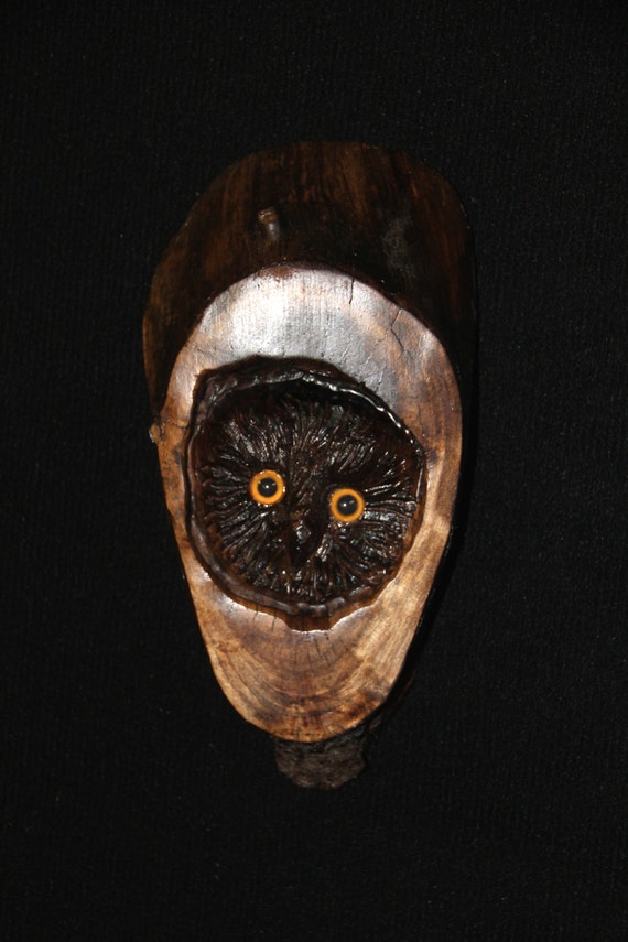 Bird Wood Carving ,  Owl Art , Original Hand Carved Bird Sculpture,  Wall Art