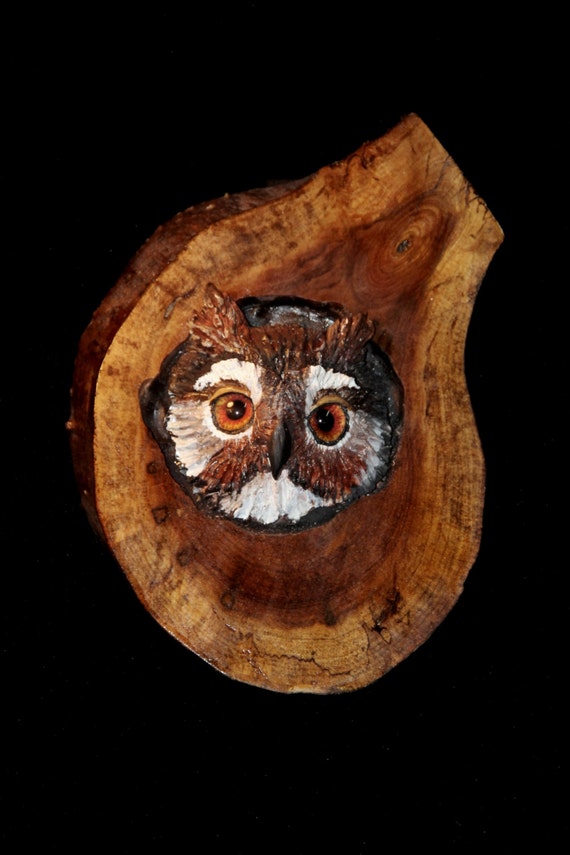 Wood Bird Sculpture Carving -  Owl Art -  OOAK Hand Sculpted