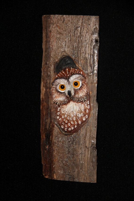Wood Carving -  Owl - Original Hand Carved Bird Sculpture -  Wall Art