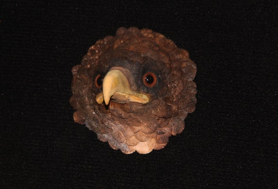 Hand Sculpted Eagle Head Wildlife Wall Sculpture-  OOAK Hand Sculpted