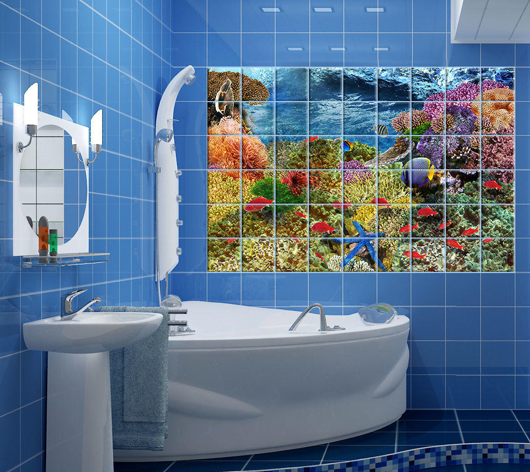 Если покрыть декорируемую поверхность ванной комнаты водоотталкивающим лаком, то любимые узоры будут вас радовать своей красотой много лет 