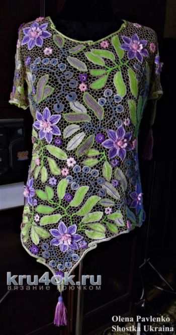 Блуза крючком Летняя пастель (ирландское кружево) 