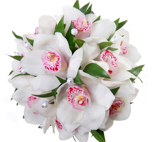 белые орхидеи в букете