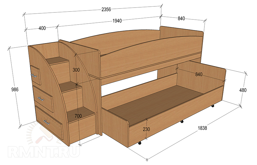 Детская двухъярусная кровать своими руками