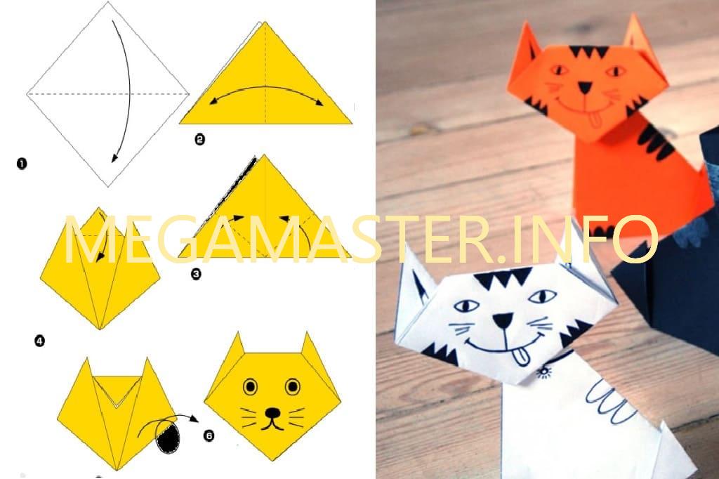 Быстрый вариант кошки оригами