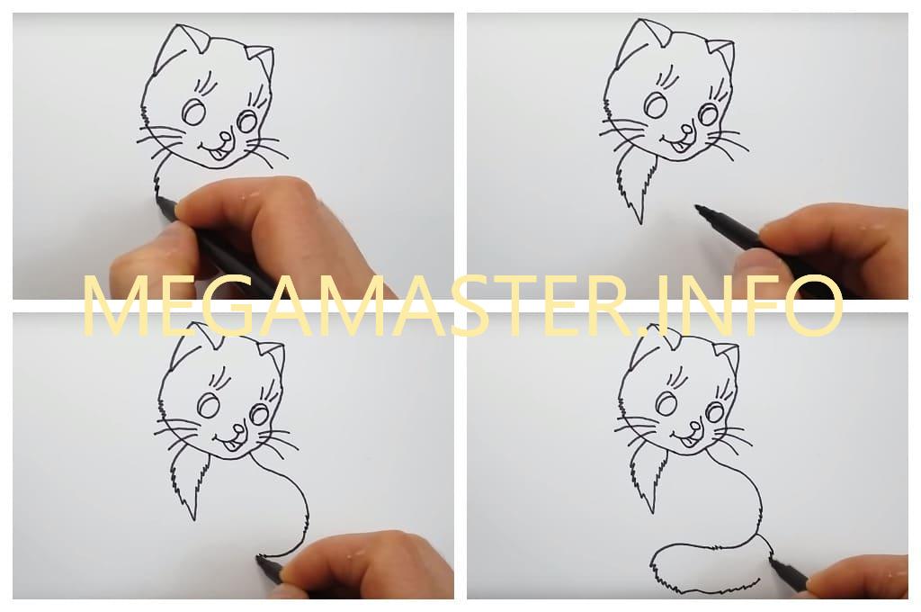Кошка поэтапно для маленьких художников (Шаг 2)