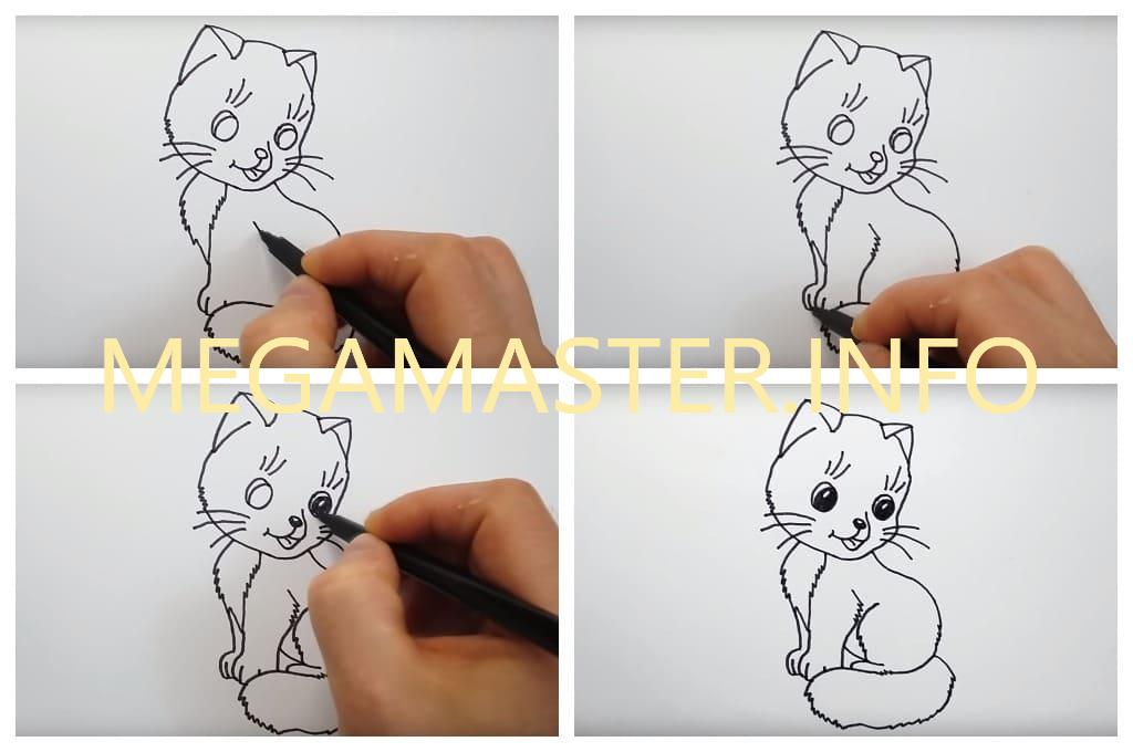 Кошка поэтапно для маленьких художников (Шаг 3)