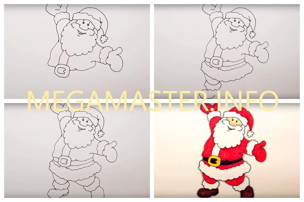 Поэтапное рисование Санта-Клауса (Шаг 3)