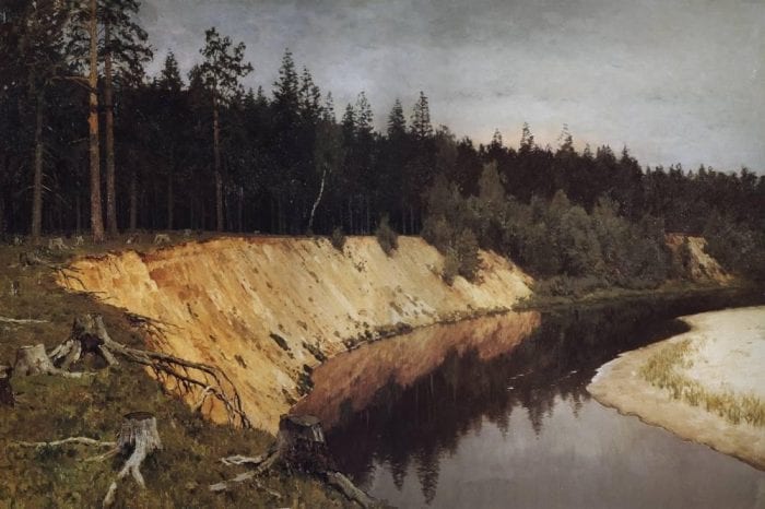 Картина Левитана: Лесистый берег