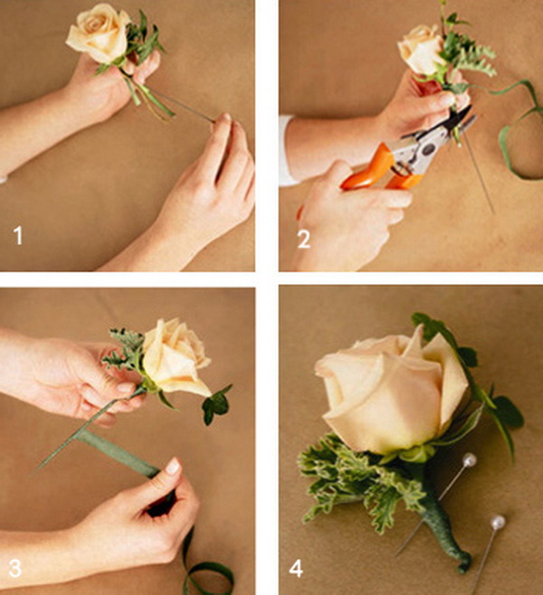 как сделать бутоньерку из роз своими руками
