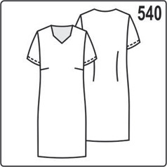 Выкройка платья с коротким рукавом и вырезом горловины в виде трапеции