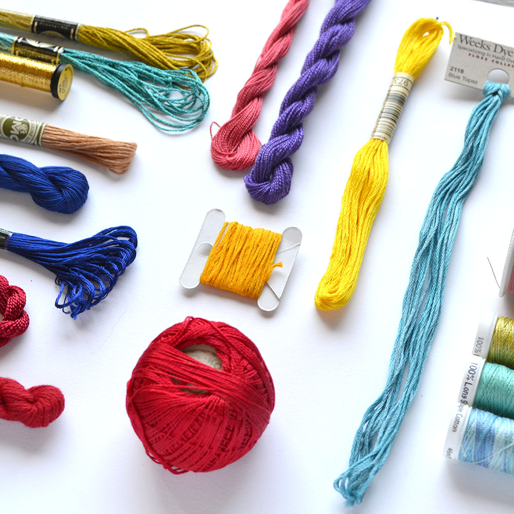 embroidery floss and threads