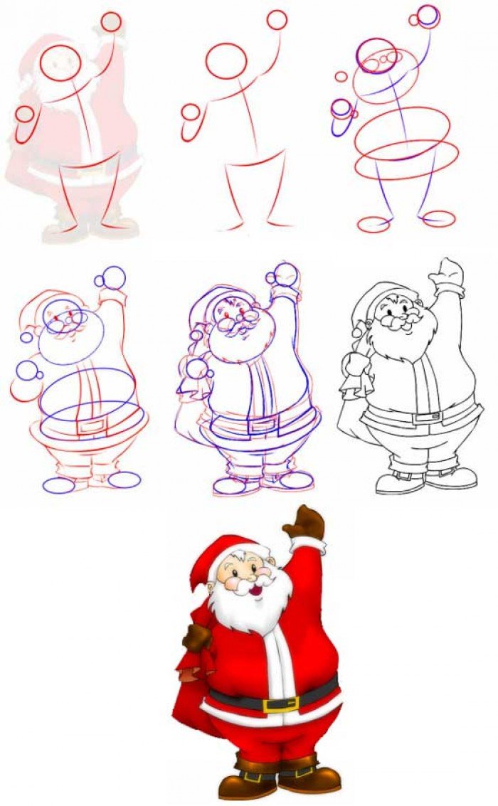 Как нарисовать Деда Мороза поэтапно, фото 2