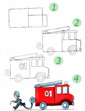 Как нарисовать машину скорой помощи. Схема 7