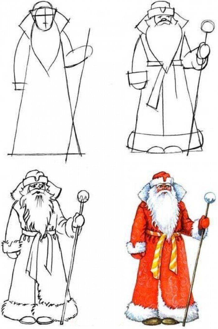 Как нарисовать Деда Мороза поэтапно, фото 1