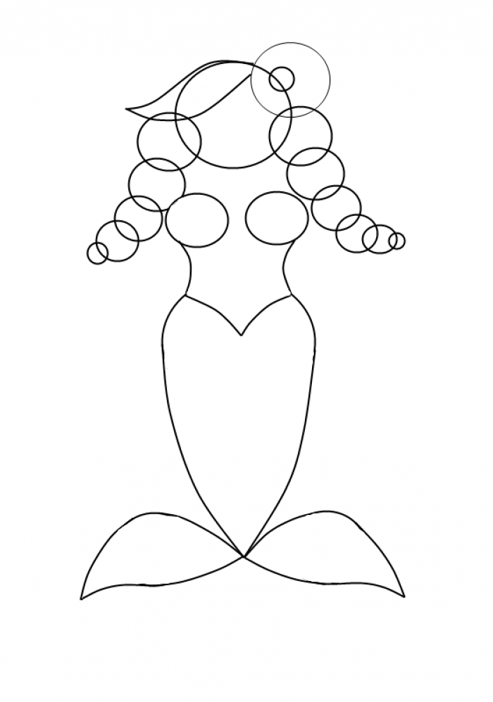 Как нарисовать смешную русалочку, схема 3, шаг 8