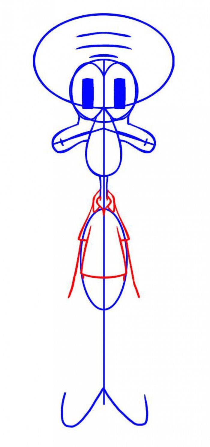 Как нарисовать Сквидварда поэтапно, шаг 4