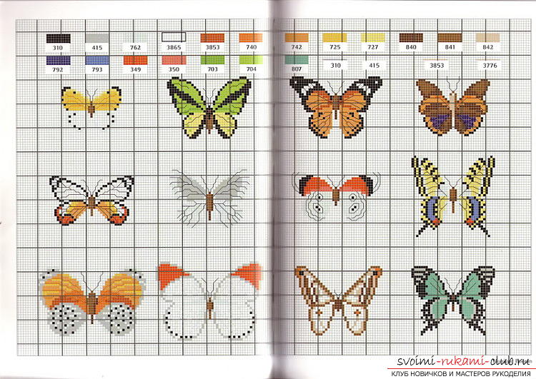 Схемы вышивки гладью бабочки. Фото №2