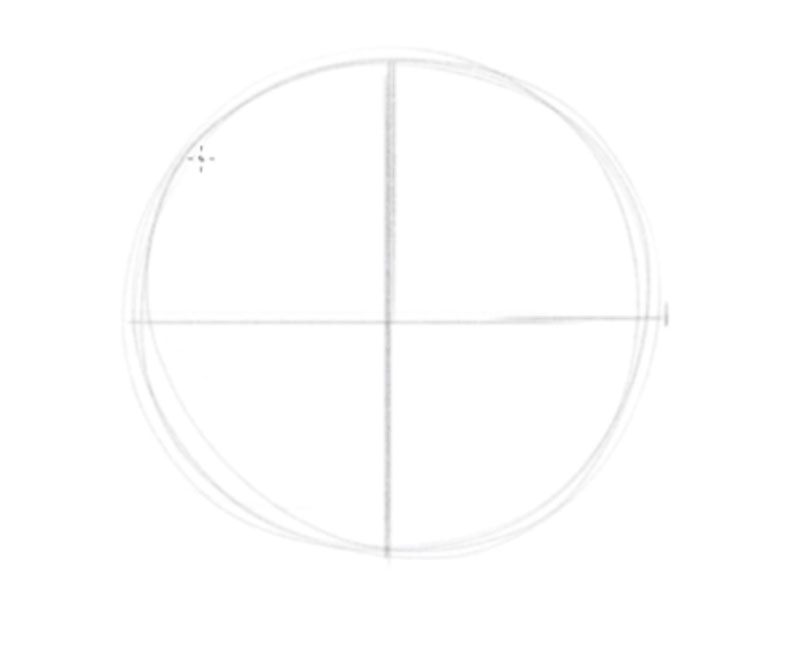 How to draw a faces - step - 1 - draw a circle and a cross