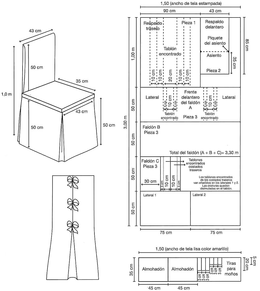 Испанская выкройка чехла на стул в гостиную