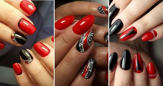 Дизайн ногтей красный с черным