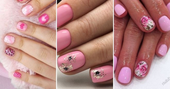 Дизайн розовых коротких ногтей