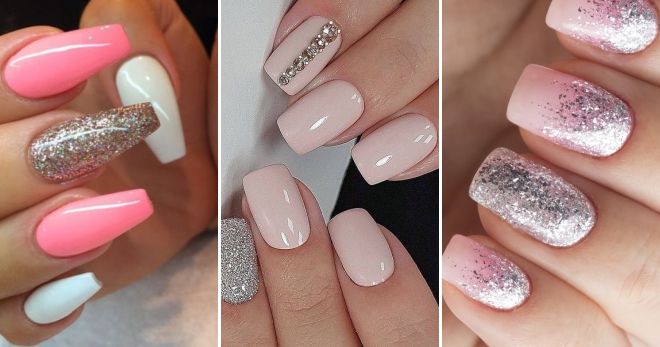 Дизайн ногтей розовый с серебром дизайн