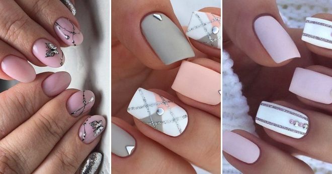 Дизайн ногтей розовый с серебром декор