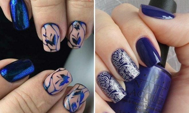 дизайн ногтей синего цвета
