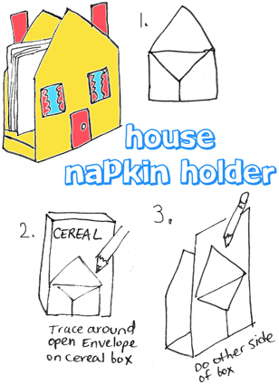 House Napkin Holder from Cereal Boxes