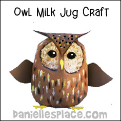 Milk Jug Owl Craft for Children from www.daniellesplace.com