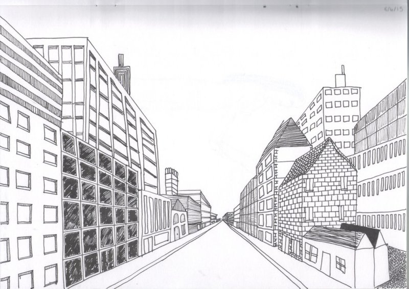Рисунок "город" карандашом