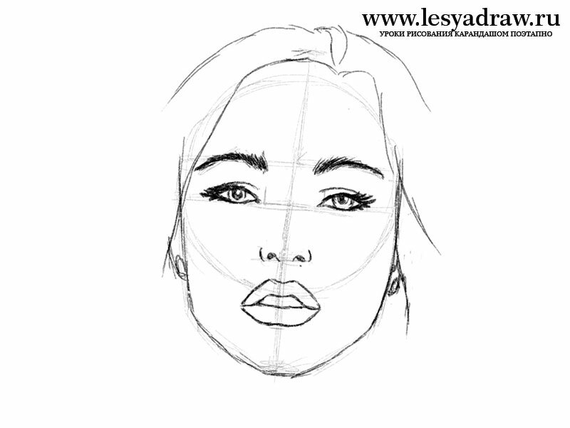 Как нарисовать лицо девушки карандашом поэтапно