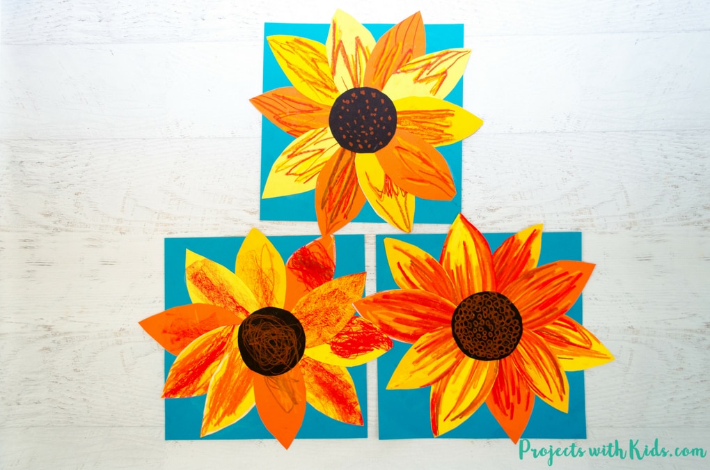 This autumn sunflower craft with oil pastels is a beautiful way to bring the vibrant colors of fall indoors. Free printable sunflower template included! 