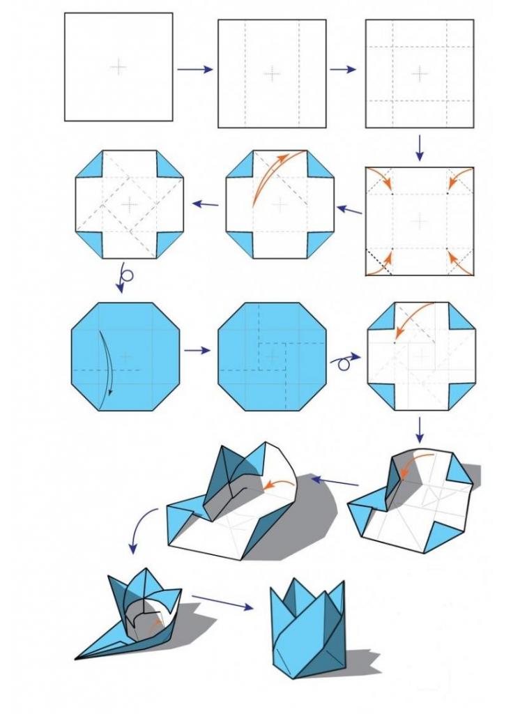 схема вазы оригами