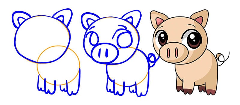 как просто нарисовать свинью