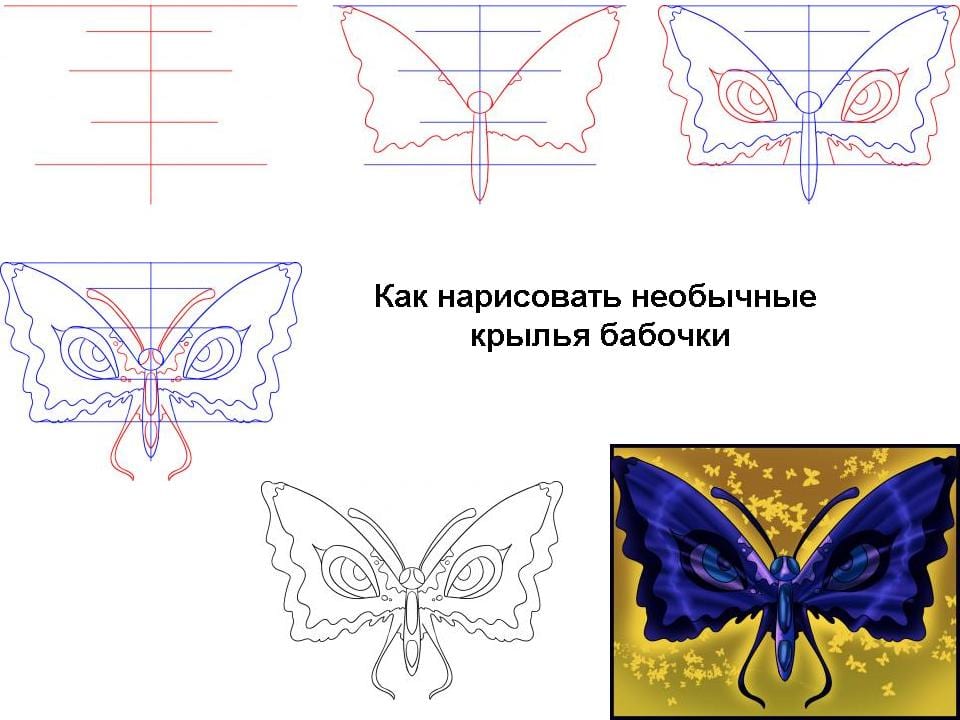 Необычная бабочка нарисовать